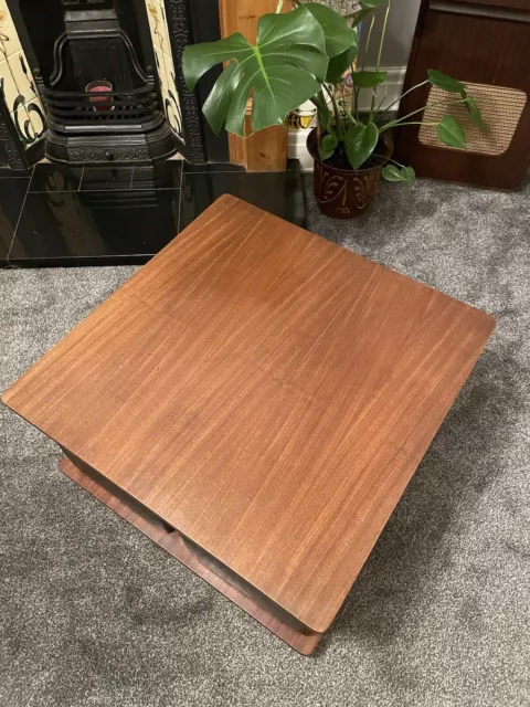 1960s RARE Teak Square Coffee Table With Four Black Cube Nesting Tables, Stools 3