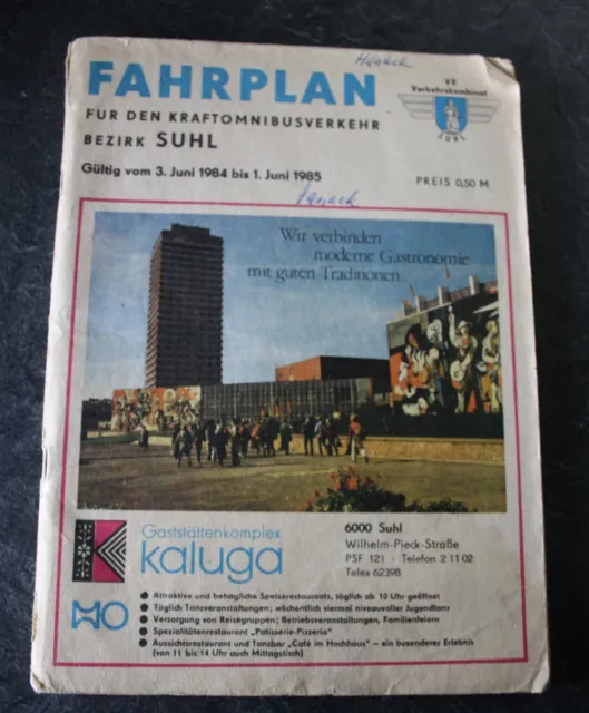 Fahrplan für den Kraftomnibusverkehr Bezirk SUHL, 1984/85