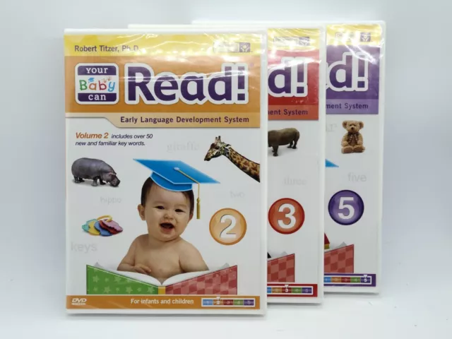 Your Baby Can Read DVD Vol 2,3,5 Robert Titzer, Early Language Development NIB