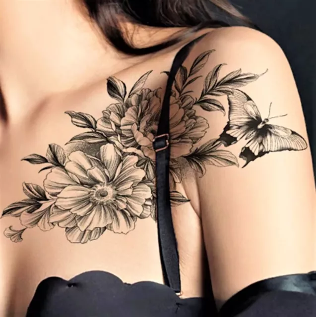 Einmal Tattoo Rose Blume Aufkleber  Schmetterling Temporäre Tattoos Tattoo FF073