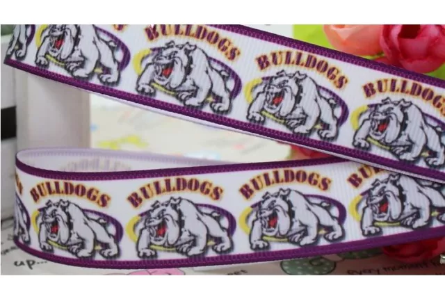 1 yard (90cm) BULLDOGS Dog 22mm Ribbon - Gift Wrapping Decoration / DIY Hair Bow