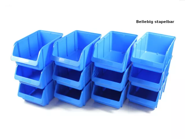 12x Profi Sichtboxen Größe 4 PP Stapelbox Lagerbox BLAU Stapelbar Stabil NEU