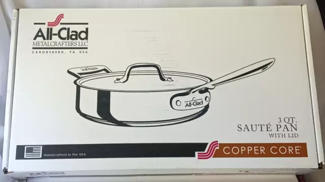 All Clad  Copper Core  5ply Stainless 3qt Saute Pan With Lid New in box