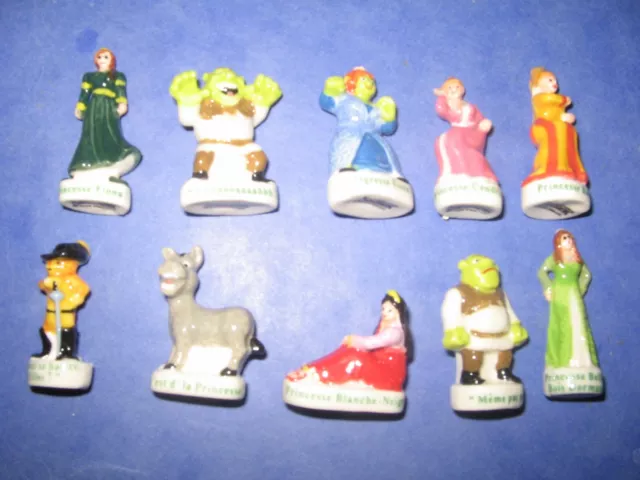 Série complete de 10 feves: Shrek et les princesses