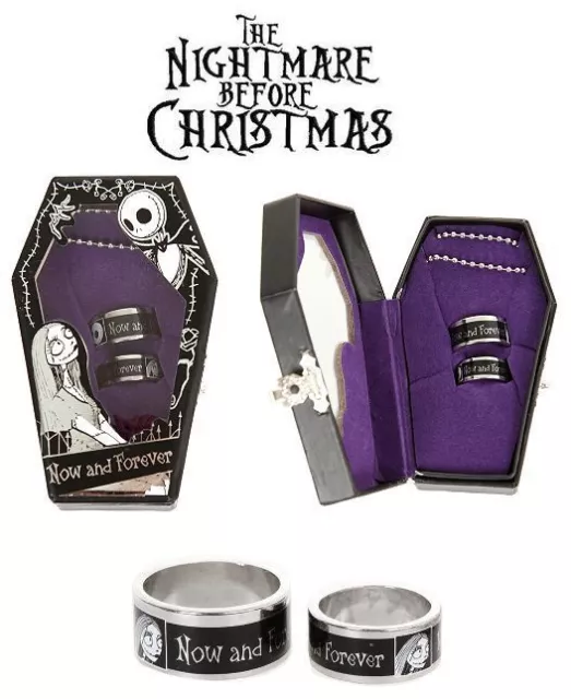 Nightmare Before Christmas Jack Sally Ring Set Now And Forever Coffin Box Disney