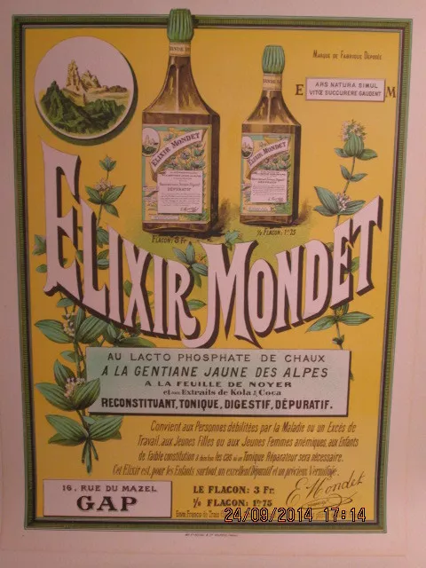 Affiche   Ancienne  Gentiane Alpes