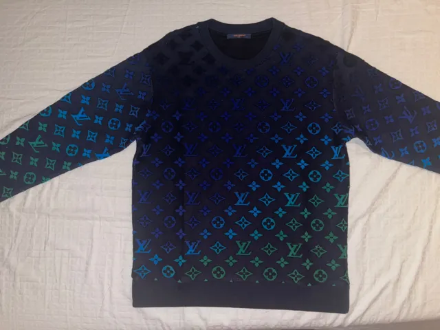 Louis Vuitton Navy Blue Cotton Gradient Monogram Fil Coup Sweatshirt M Louis  Vuitton