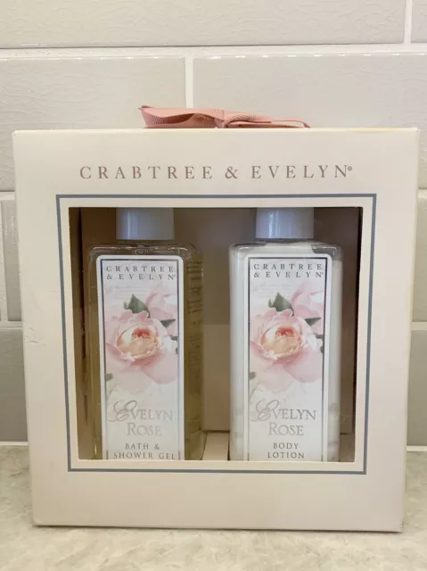 Juego de regalo de 2 piezas Crabtree & Evelyn Evelyn Rose 6,8 oz 200 ml loción y gel de ducha
