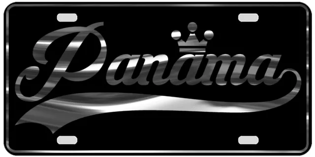 Panama License Plate All Mirror Plate & Chrome and Regular Vinyl Choices