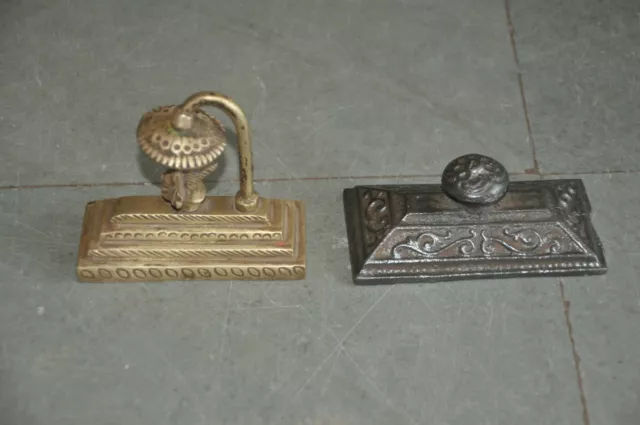 2 Pc Old Brass & Iron Handcrafted Unique Shape Engraved Paper Weights