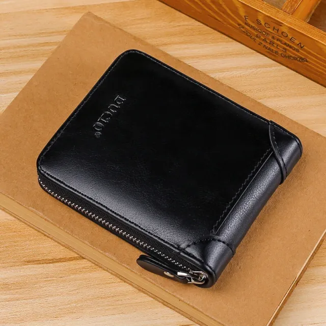 Men's Wallet Short Small Leather Card Holder Zipper Coin Purse free shipping