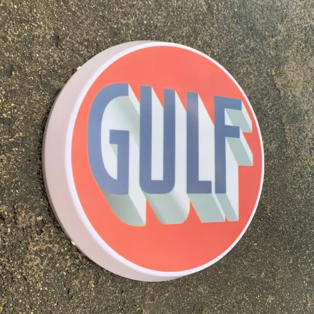 Gulf Oil Led Illuminated Light Box Sign Garage Gas Petrol Station Automobilia