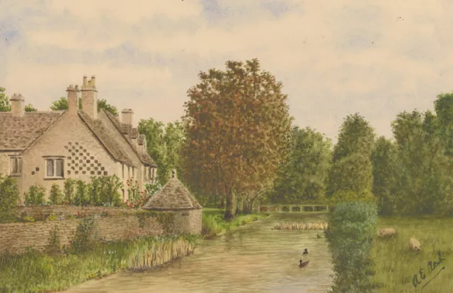 Albert Edward Ash - Early 20th Century Watercolour, The Old Rectory, Quenington