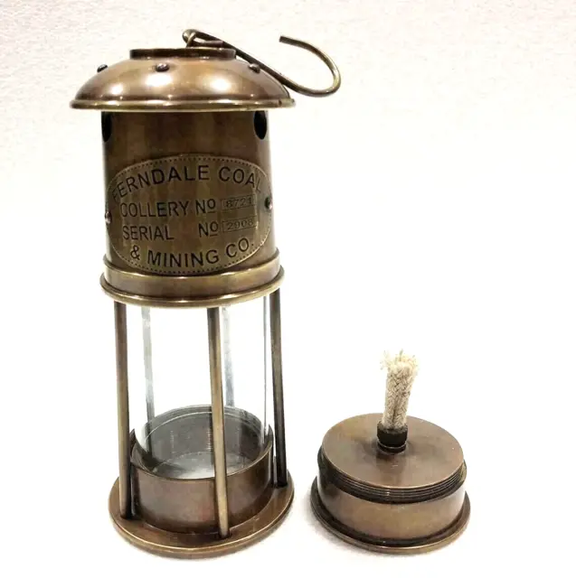 Lampe de mineur en laiton Antique de 7 pouces, lanterne à huile de bateau...