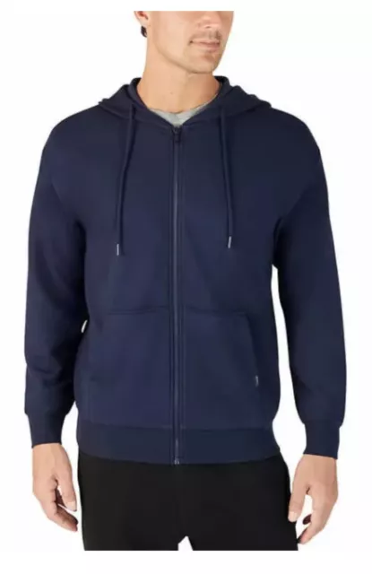 Eddie Bauer Men’s Full Zip Hoodie Blue Brushed Fleece Inside XL NWT