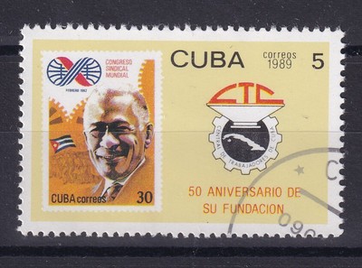 s s deCuba 1989 Congrès Syndical Mondial  CTC réf 10330 oblitéré Timbre 