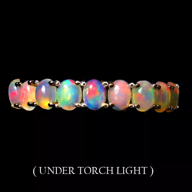 Unheated Round Fire Opal Rainbow Full Flash 4x3mm 925 Sterling Silver Ring 6