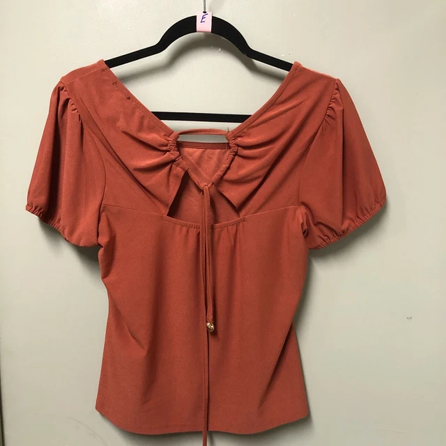 A.U.W. Blouse Size M Brown Short Sleeves SKU: E