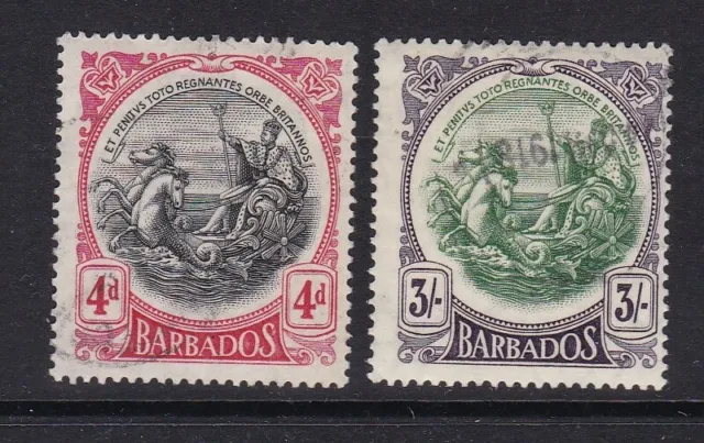 Barbados - SG 199/200 - f/u - 1918/20 - changed colours 4d & 3s