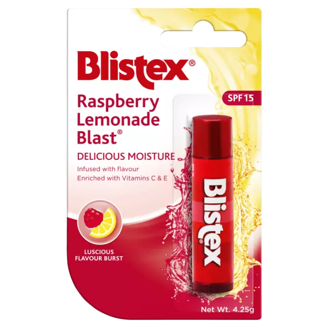 Blistex Raspberry Lemonade Blast 4.25g Delicious Moisture PABA Free SPF15