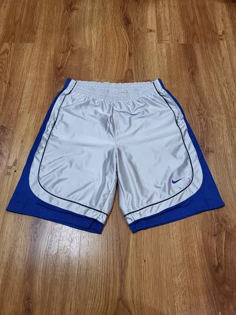 VINTAGE NIKE MENS "DUKE BLUE" BASKETBALL SHORTS  L BLUE WHITE DRI FIT - Pockets
