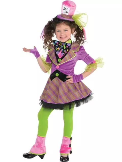 Girls Mad Hatter Costume Kids Child Book Week Day Alice Wonderland Fancy Dress