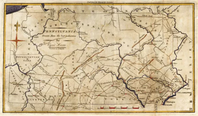 1796 Earliest Obtainable Map of Pennsylvania Wall Art Poster Print Home Decor