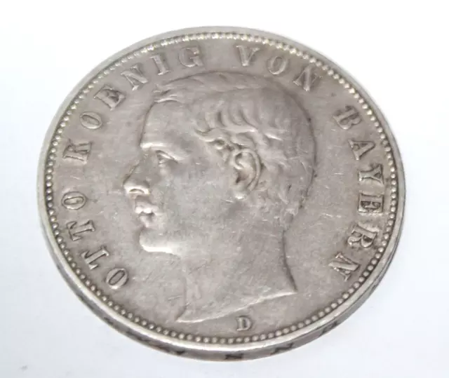 Fünf Mark Münze Deutsches Reich Otto König von Bayern 1900 D Silber
