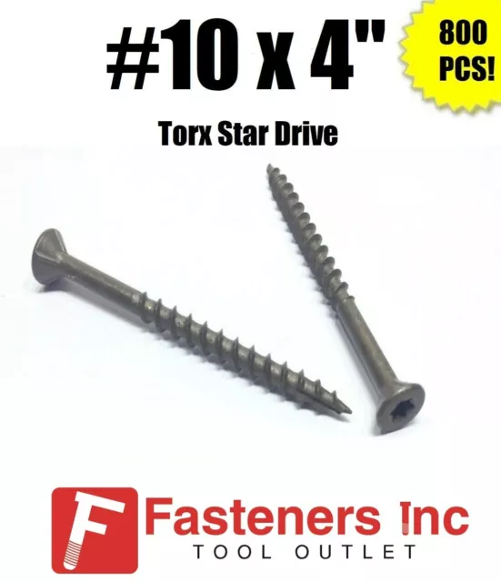 INTERCORP XT1040W #10 X 4" WAR Coat Drywall/Deck Screws Torx/Star Drive 800/BOX