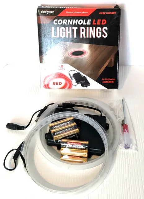 GoSports Cornhole Light Up LED Ring Kit - Red, No Drilling Installation New open
