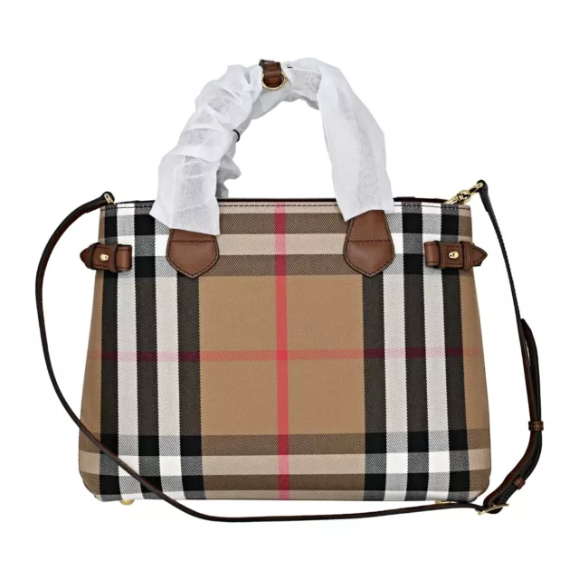 New Authentic Burberry Medium House Check & Leather Banner Satchel 3