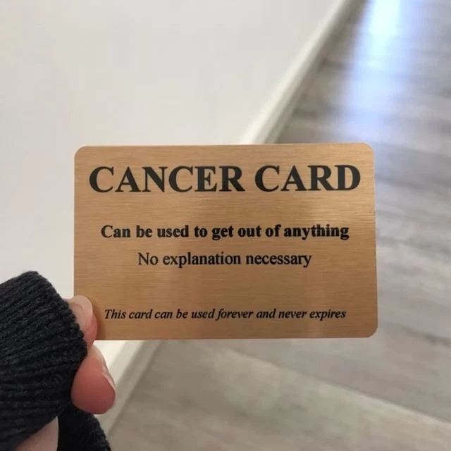 2PCS Creative Cancer Pass Never Expires Funny Props Cards  Men
