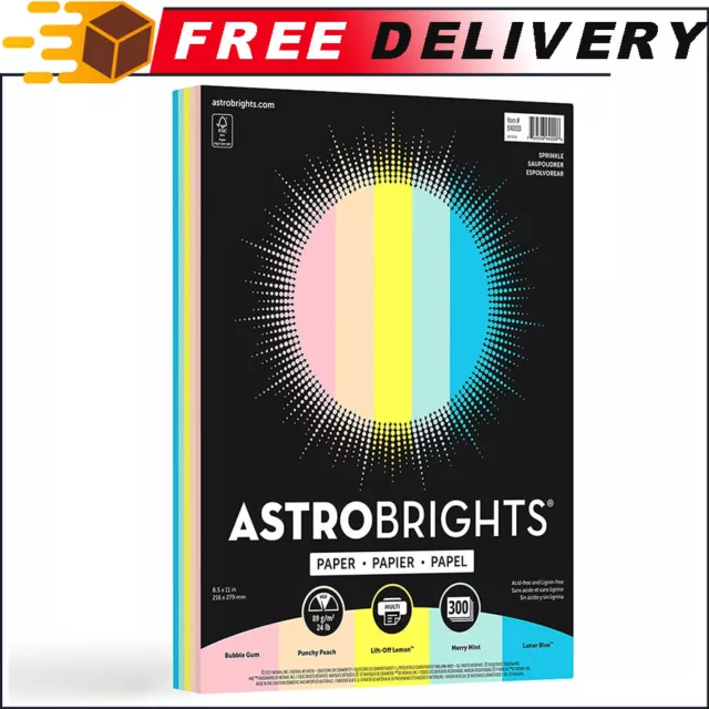 Astrobrights Color Paper, 8.5" x 11", 24 lb/89 gsm, Sprinkle Assortment, 300ct