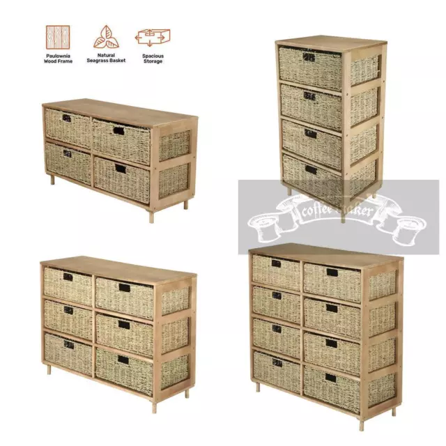 Home MasterÂ® 4/6/8 Drawe Natural Seagrass Wooden Storage Chest Stylish AU STOCK