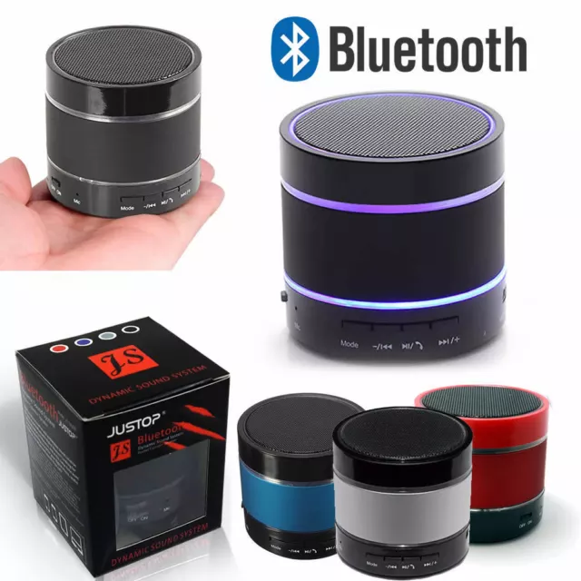 JUSTOP Bluetooth Wireless Speaker Mini Portable LED Extra Bass Loud MicroSD UK