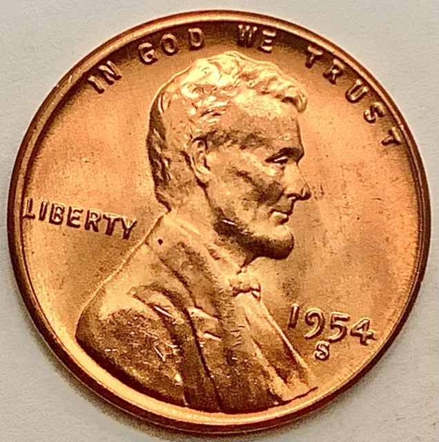 1954 S  Uncirculated BU Red RD  - Lincoln Wheat Cent Penny  ~ Free Ship. A316s2