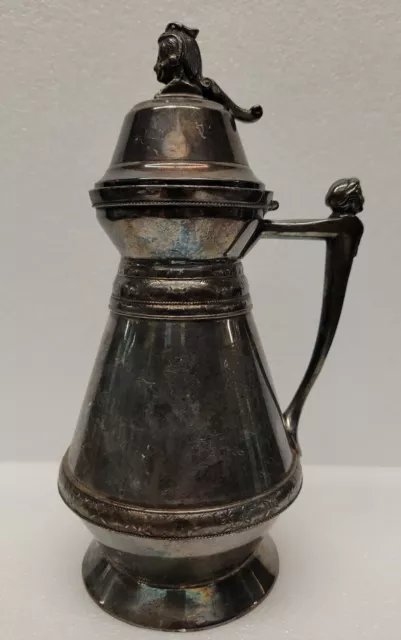 Silverplate Meridan Britannia Co. Syrup Pitcher 1873 figural head handle # 3636