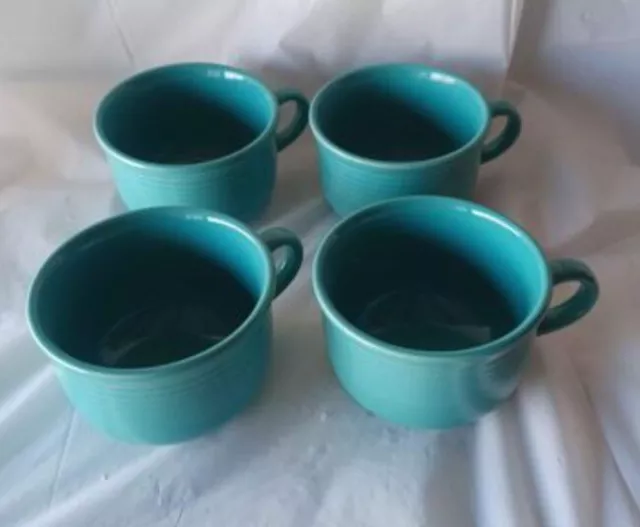 Montgomery Ward 4 Coffee Cups Color Connection Stoneware Japan Embossed Rings