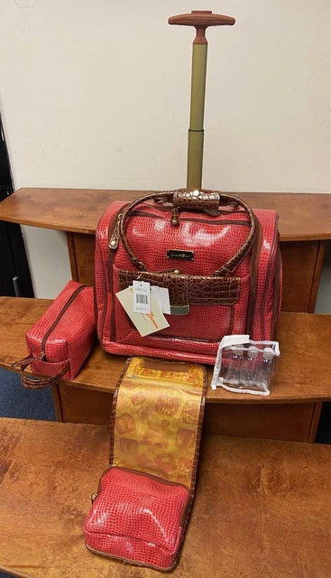 New Samantha Brown Baby Croc Underseat Wheeled Bag 15" Carryon Watermelon Color