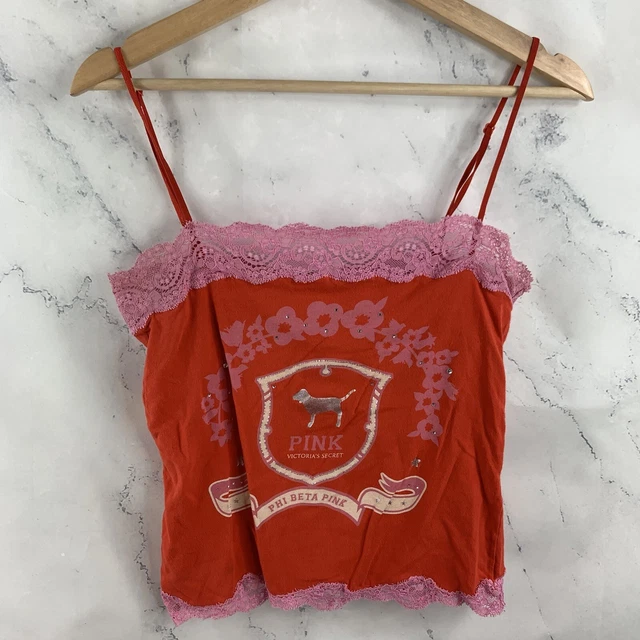 Victoria's Secret PINK vintage y2k pink camisole top size M dog red pink Cropped