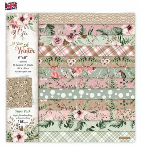 12 Sheets 6 x 6" Scrap booking Paper Taste of Winter Card Making DIY Art & Craft