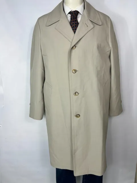 Vintage Trench Coat Removable Lining Cotton Wool Blend Men's 42 L