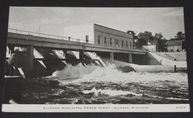 Michigan Allegan Municipal Power Plant Dam Water Mich Mi Vintage Postcard Unused