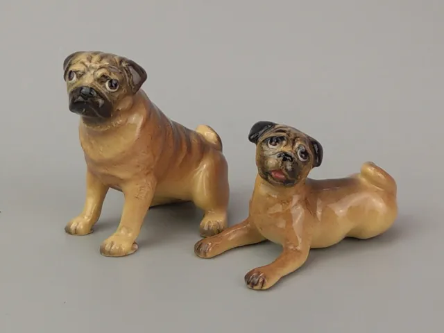 Pair of miniature Vintage Pug Dog Figurines