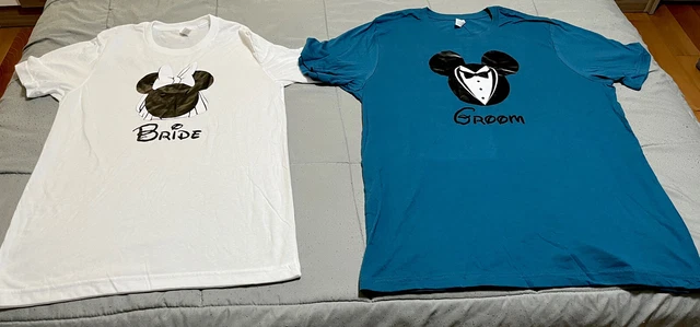 Mickey And Minnie Iron On Bride & Groom T Shirts Med/XL -