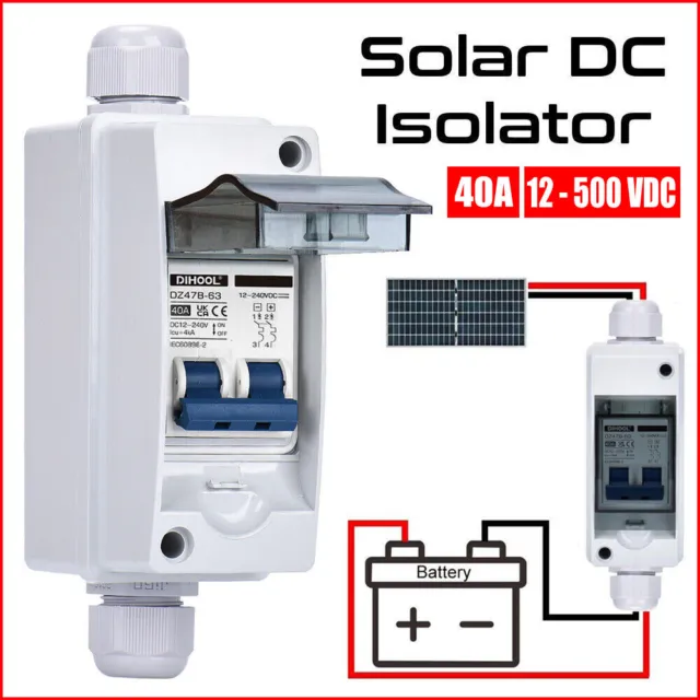 PV Disconnect Box DC12-240V, 40A Circuit Breaker Solar System Isolator Switch