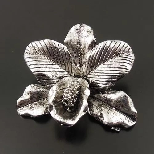6 Stück Antike Silber Legierung Orchideen Blume Anhänger Charme Kunst 33129