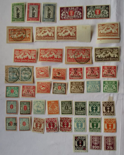 Briefmarken kleine Sammlung freie Stadt Danzig mit 46 Werten (103907)