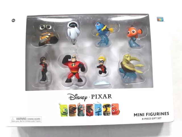 Disney Pixar Mini Figurines 8 Piece Gift Set w Wall-E, Nemo, Mr.  Incredible, Eve