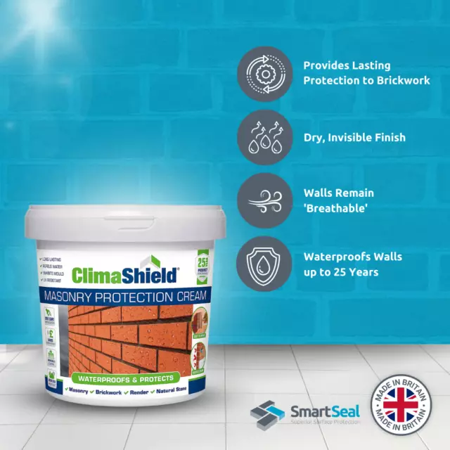 CLIMASHIELD Masonry Waterproofing Cream BRICK & STONE WALL SEALER Protects 25yrs 2